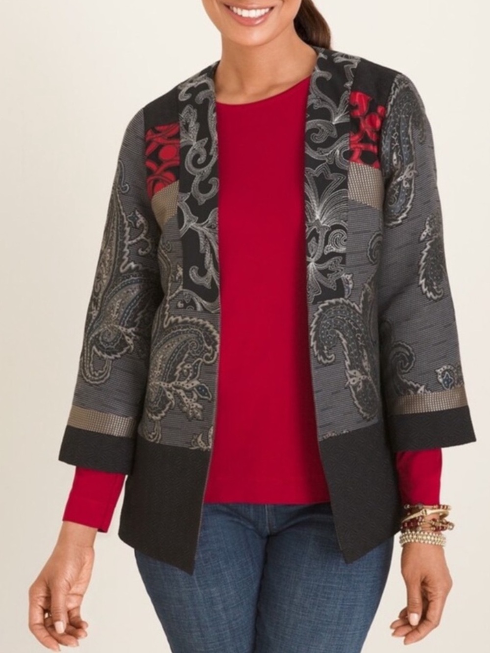 NWOT Chico’s Patch-Print Jacket